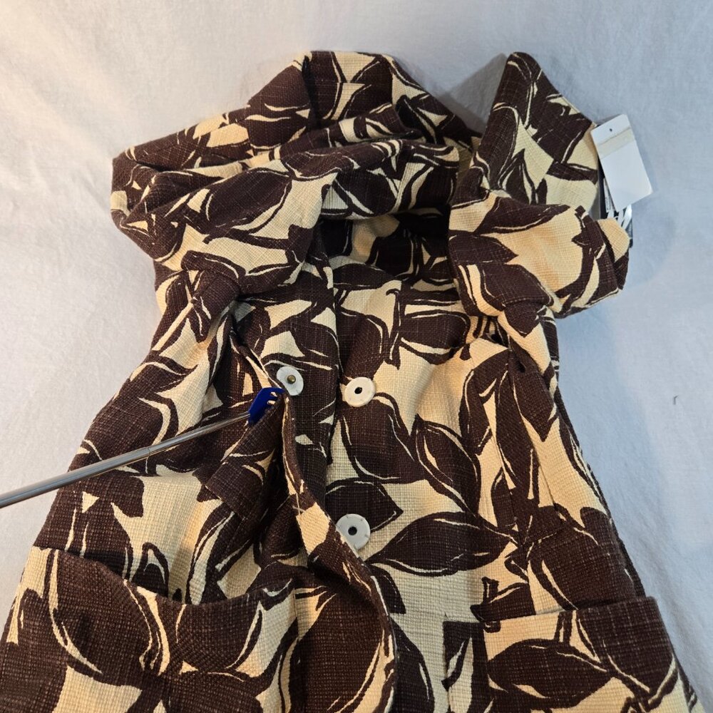 NINE WEST Coquette Girl Boho Ivory & Brown Floral Tweed Coat Jacket Size S NEW! - Picture 6 of 16